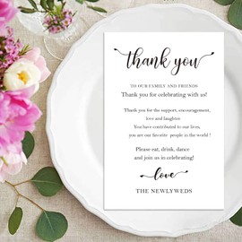 100 Wedding Thank You Place Setting Cards, Wedding Table Centerpieces and Wedding Decorations, Wedding Table Decorations, Wedding Favors for Guests, 4 x 6 in