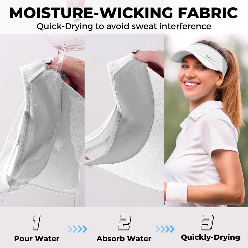 Sukeen 3 Pack Sports Sun Visor Men Women Lightweight Packable