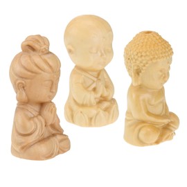 ULTECHNOVO 3Pcs Decorative Miniature Buddha Figurines Hand Carved Statues for Office and Home Decor Unique Zen Atmosphere for Flower Pots and Fairy Gardens