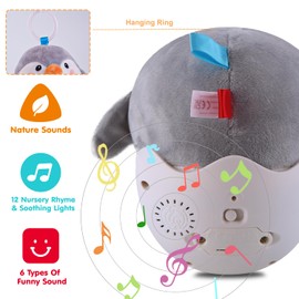 WOWOHAGE Baby Toys 0-6-12 Months, Plush Penguin Musical Toys, Cute Stuffed Animal Infant Toys with Light & Sounds, Roly-Poly Sensory Toy Birthday Gift for Newborn Boys & Girls