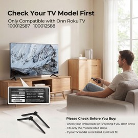 Metal TV Stand Legs Only for Onn Roku TV 100012587 100012588, TV Legs Replacement for Onn TV Models Listed with Anti-Slip Pads, Easy Installation, Screws Included