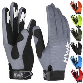 HWK Motorcycle Gloves for Men & Women, Durable & Comfortable Tactical Gloves with Non Slip, Neoprene Palm Padding, Versatile & Temperature Resistant Motorcycle Riding Gloves - Grey, Medium