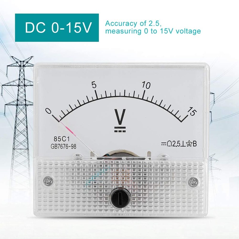 VBESTLIFE 85C1 Analog Ammeter and Voltmeter, Measures DC Voltage 0-15V,