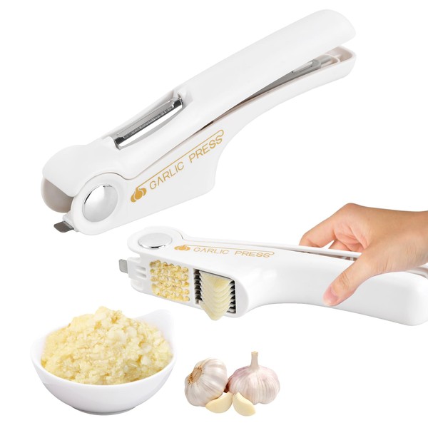 Anseom Stainless Steel Garlic Press, Multifunctional Garlic Chopper Garlic Cutter