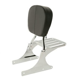 XFMT Chrome Backrest Sissy Bar W/Luggage Rack Compatible with Harley Softail FXSTC FLSTC 84-05
