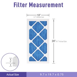 Maycold HVAC MERV 11 10x20x1 Furnace Air Filter (6-Pack), High-Performance AC Replacement Filters for Home Use - Exact Dimensions: 9.70" x 19.70" x 0.75"