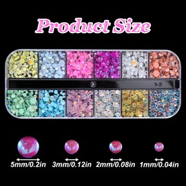 3D Aurora Bubble Beads Nail Charms - Colorful Mermaid Nail Art Mixed Crystal Beads for DIY Crafts