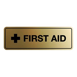 Signs ByLITA Standard First Aid Sign (Brushed Gold) - Small