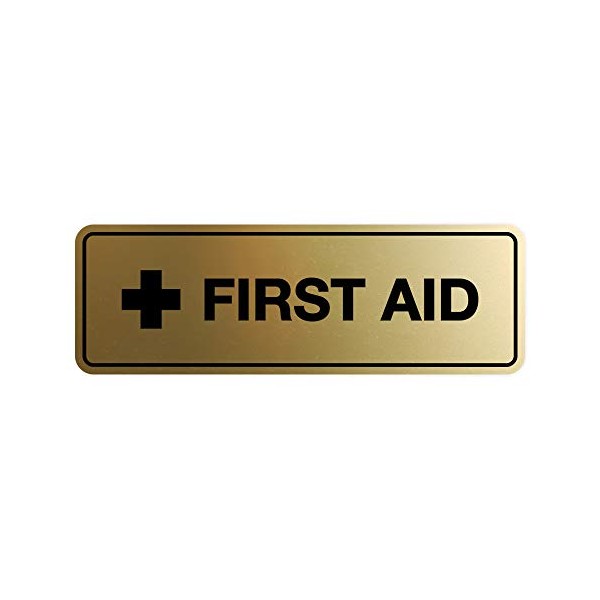 Signs ByLITA Standard First Aid Sign (Brushed Gold) - Small