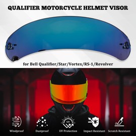 XINGWU Motorcycle Helmet Visor for Qualifier Tinted Helmet Visor with Anti-fog Rainproof Film UV Protection Face Shield Replacement for Bell Qualifier/Star/Vortex/RS-1/Revolver (Deep Silver)