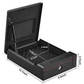 Garvee Gun Safe, Biometric Fingerprint Gun Safe, Bedside Gun Safe, Three Ways Quick Access Gun Lock Box for with Key Pad, Keys, USB-C Port and LED Light