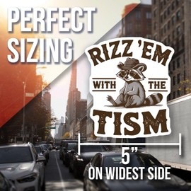 Funny Racoon Magnet - Rizz'Em with The Tism - Cute Animal Magnet - Quirky Kitchen Decor - Unique Refrigerator Magnet Idea Decorative Magnet AAMT1022