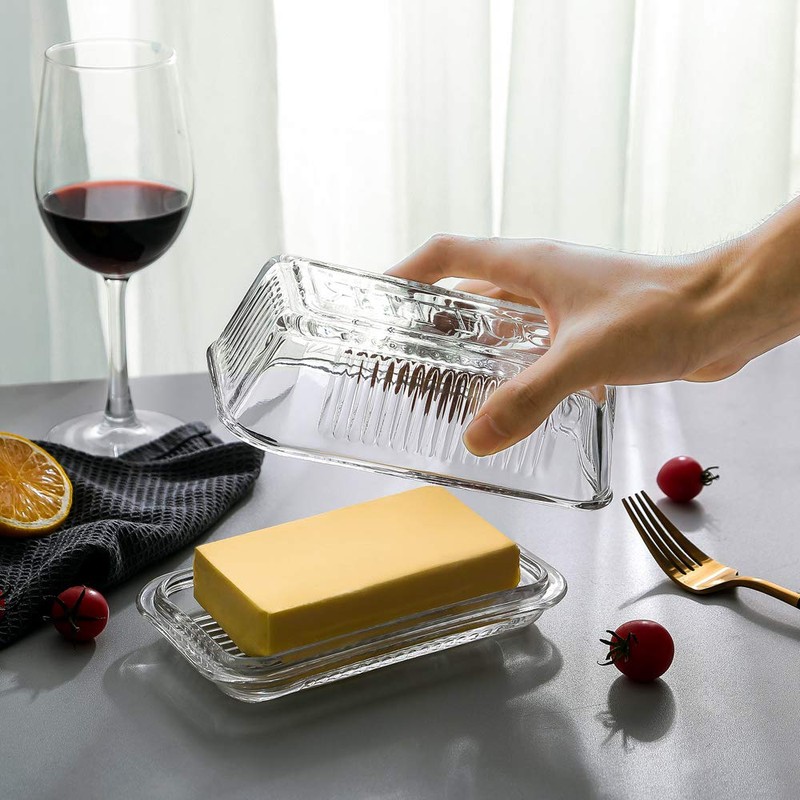 Glass Butter Dish with Lid from 1500 C Tabletop Farm-house