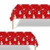 2 Christmas Snowman TableCloth,137x274cm Rectangle Large Plastic Red Tablecloth Snowman