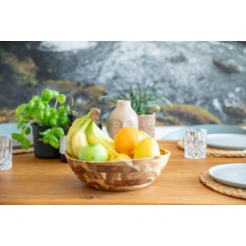 Decorasian Wooden Bowl - Elegant Acacia Wood Bowl - Ideal as a Wooden Salad Bowl, Fruit Bowl or Bread Bowl - Sustainable Wooden Bowl - Natural 30.5 cm
