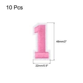 MECCANIXITY 10Pcs Number Patches Embroidered Decorative Repair Patches Iron on Patches Sew On Embroidered Applique Patches 1 Pink 2" Height for Clothes, Shoes, Hats, Backpacks, DIY