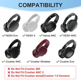 Replacement Earpads for Skullcandy Crusher EVO - Replacement Pads for Crusher ANC/Hesh 3 Headphones (Red)