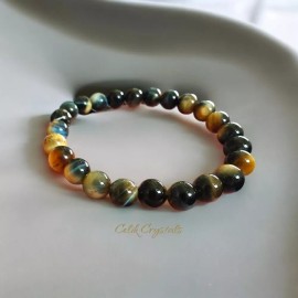 Unbranded Golden Blue Tiger Eye Bracelet 8mm Natural Stones Unisex