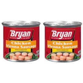 Flavor of the South Chicken Vienna Sausage by Bryan 4.6oz Cans Canned Meat Keto (2 pack)