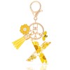 MWOOT Initial Letter X Keychain Resin Alphabet Keyrings,Yellow Petals Gold