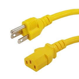 2ft NEMA 5-15P to IEC C13 Power Cable 14AWG SJT (15A 125V) - Yellow