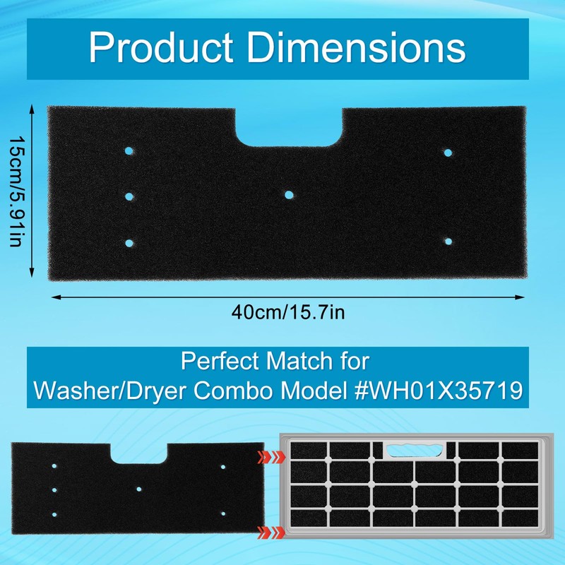 2pcs Lint Foam Filter for GE Profile Washer Dryer Combo
