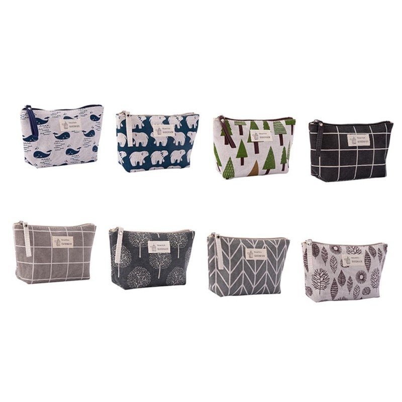 IWOWHERO 2pcs Canvas Makeup Bags Multi Function Toiletries Holders with