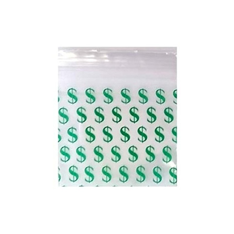 200 - 1" x 1" Dollar Sign Small Plastic Ziplock