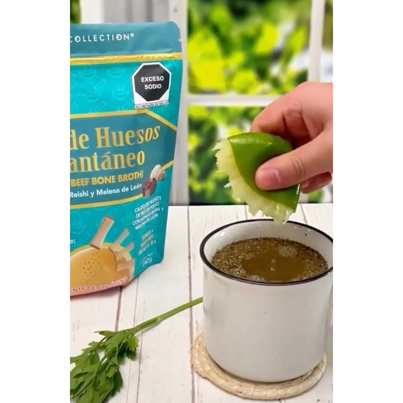 Caldo De Huesos Adaptógeno Reishi Melena De León Polvo -2pz
