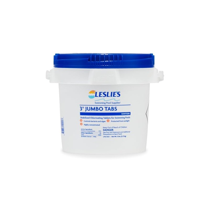 Leslie's 3 inch Jumbo Chlorine Pool Tabs 5 lbs Bucket