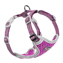 ThinkPet Reflective Breathable Soft Air Mesh No Pull Puppy Choke Free Over Head Vest Harness for Puppy Small Medium Dogs and Cats Purple XS