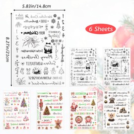 HICOHAND Candle Tattoos, 6 Sheets Christmas Stickers for Crafts Candle Stickers DIY Snowman Water Sticker for Candle