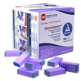 Dynarex 7115 Lancet, Pressure Activated, Case, 10 Boxes, 1000 Lancets, 28 G x 1.8 mm, Pressure Activated