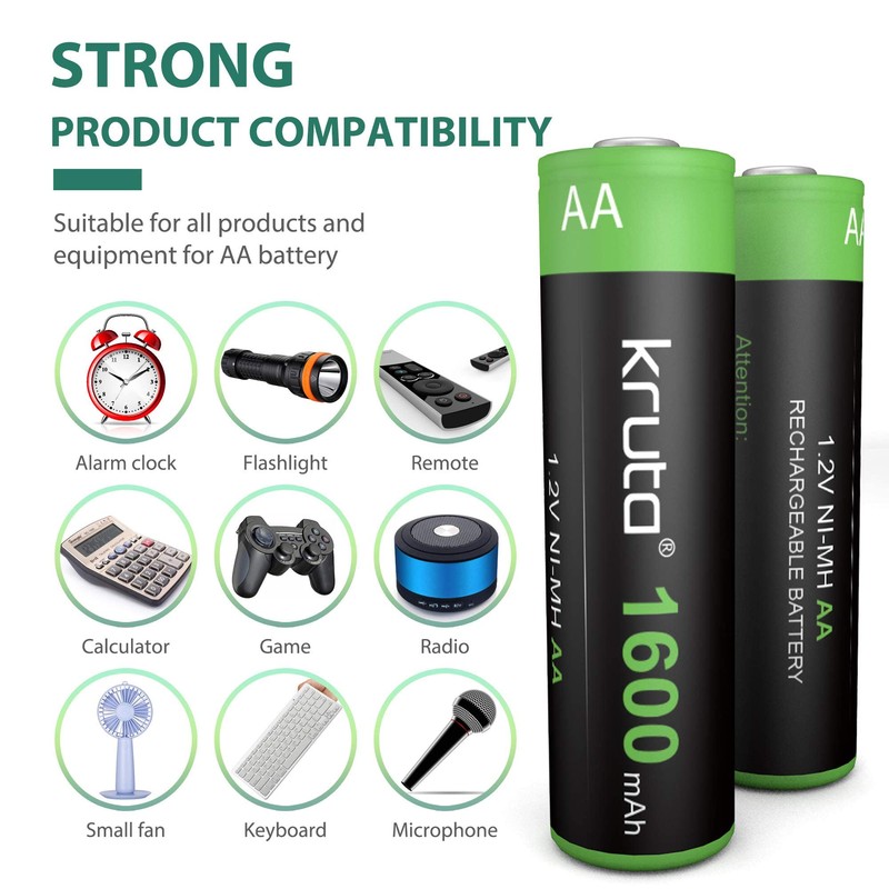 Solar Lights Batteries AA 1600mah High Capacity 1.2V Ni-MH Rechargeable