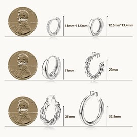 Dochais 5-6 Pairs Chunky Hoop Earrings, Gold Hoop Earrings, 18 Carat Gold-Plated Earrings Dupes, Drop Twisted Huggie Earrings, Hypoallergenic Hoop Earrings for Women Girls, Copper, No Gemstone
