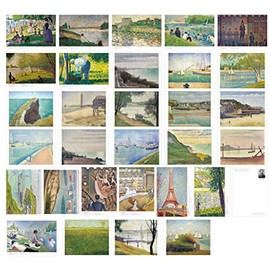 HOSTEESSCHOICE Vintage Art Postcards set of 30 Post card of France Artist Georges Seurat variety pack Famous Painting Scenery,4 x 6 Inches