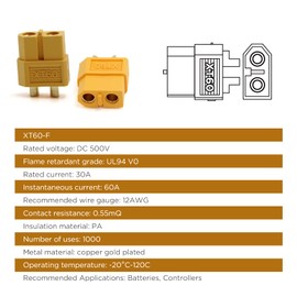 RioRand XT60 Drone Connectors (5 Pair)