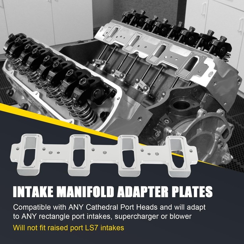 Rectangle Intake Manifold Adapter Plates Compatible with LS1 Cathedral Port