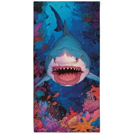 YISUMEI Deep Sea Shark Beach Towels for Adults Extra Large 180 x 90 cm, Microfibre Quick Dry Towel for Travel Swimming Camping Sports