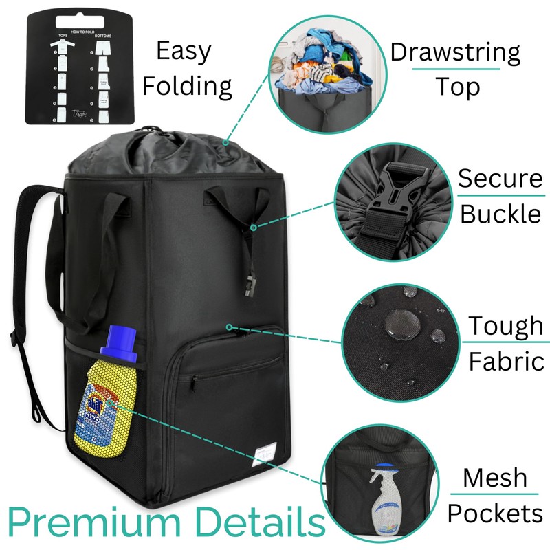 Terra Home College Essentials Travel Size Laundry Backpack - Portable,