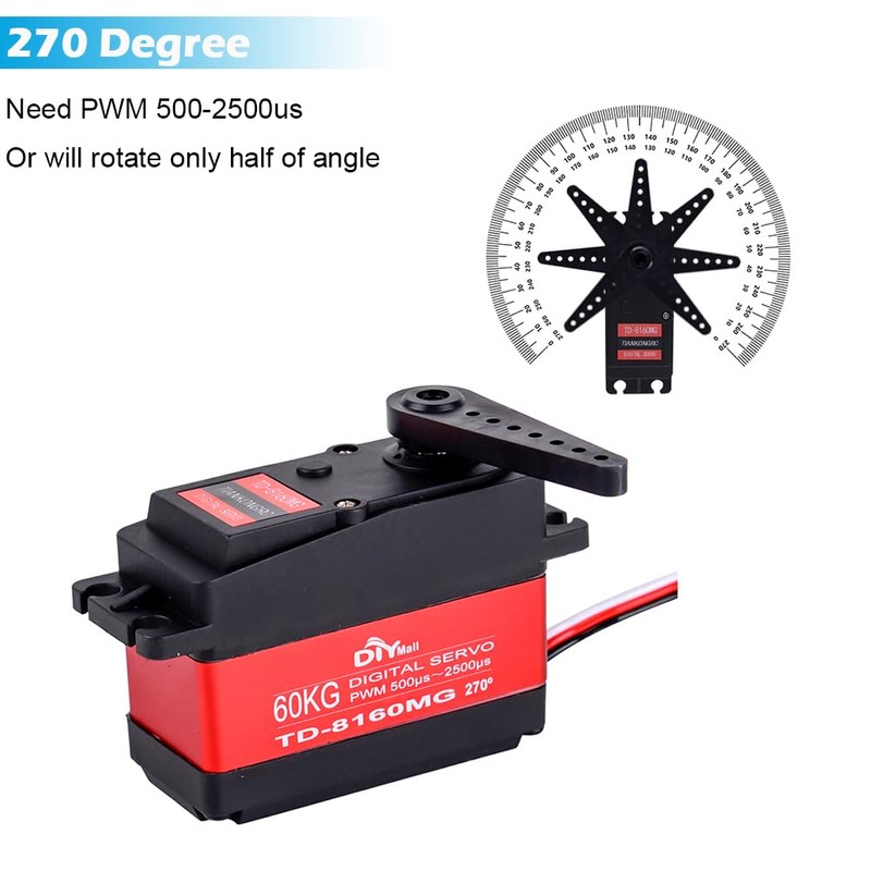 Sparkleiot 60KG Digital Servo Motor TD-8160MG Metal Gear High Torque