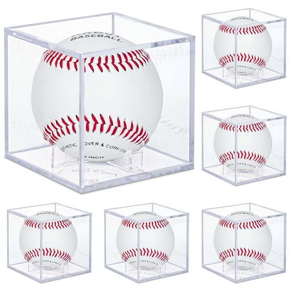6 Pack Baseball Display Case,UV Protected Acrylic Boxes for Display,