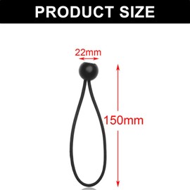 Onezebra 25Pcs Bungee Balls Cords, 6 Inch/15cm Bungee Cord with Balls, Heavy Duty Elastic Tie Down Straps, UV Resistant, Elastic Cord for Tarpaulin, Tent, Camping, Flag Pole, Marquee (Black)