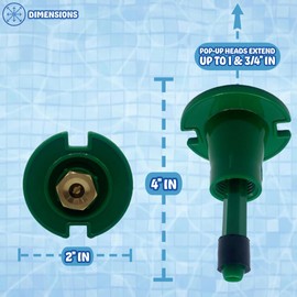 Poolzilla (10 Pack) Plastic Pop-Up Flush Head Sprinkler with Brass Full Pattern Spray Nozzle - Compatible with Flush Heads from Orbit, and Other Major Brands - 1-½’’ Inch Pop-Up Height