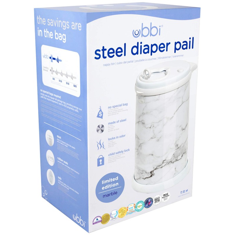 Ubbi Steel Diaper Pail, Odor Locking, No Special Bag Required,