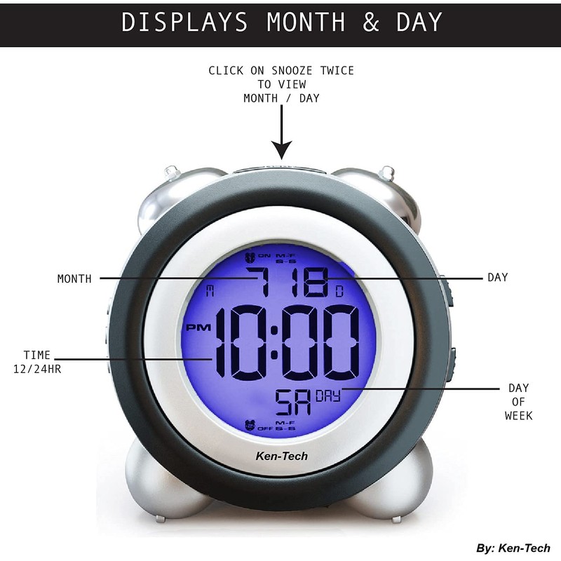Sonnet Twin Bell Digital Alarm Clock - Very Loud Alarm