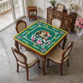 Professional Premium Rubber Anti Slip Noise Reduction Mahjong Mat Waterproof Stitched Edge for Mahjong Home Party Social GameSize: 800mm*800mm, Color: 18-Light green