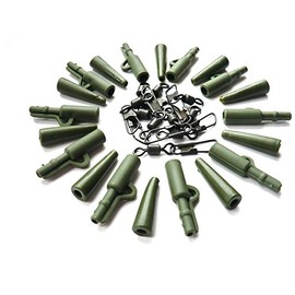 Phoxinus 30 pc Carp Fishing Lead Clip System in Weed Green. 10x Safety Clips (Lead clips). 10x Tail cones. 10x Size 8 American Snap Swivels. Carp rig terminal tackle