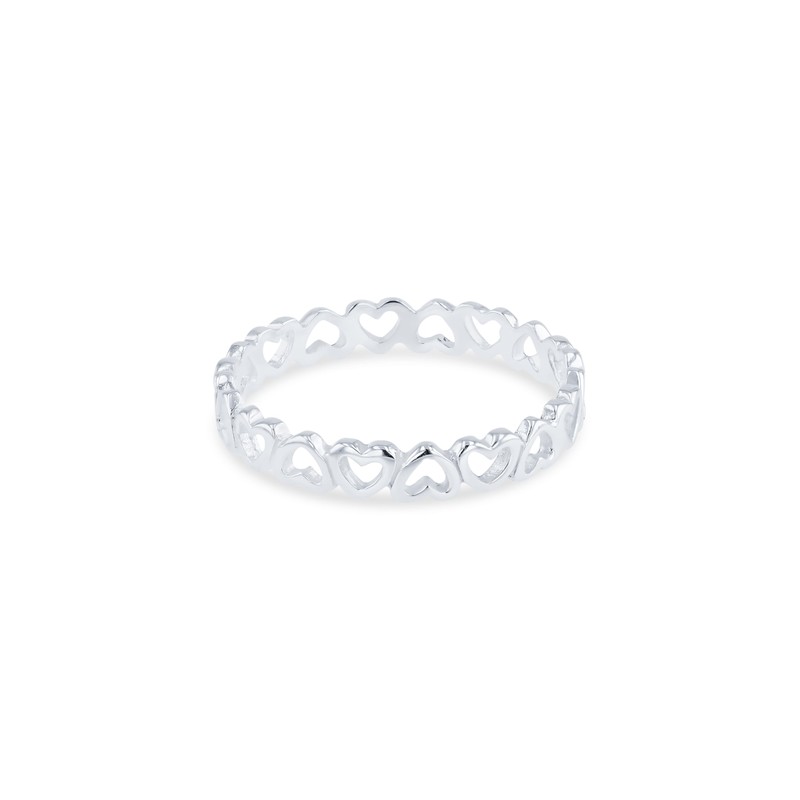 Solid 925 Sterling Silver Heart Stacking Ring 2.5mm Band in