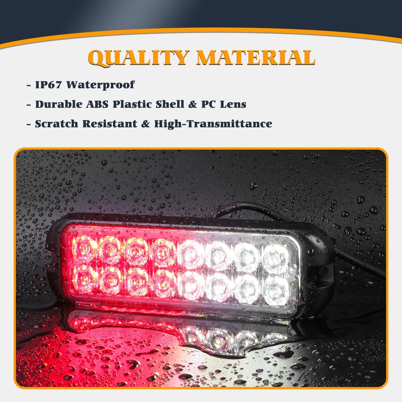 V-SEK Red White LED Strobe Lights Kit - 8PCS 16-LED